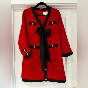 Pomander Place Red Coco Tweed Bow Dress